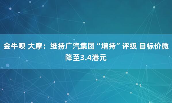 金牛呗 大摩：维持广汽集团“增持”评级 目标价微降至3.4港元