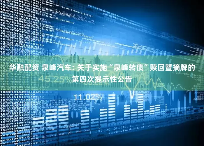 华融配资 泉峰汽车: 关于实施“泉峰转债”赎回暨摘牌的第四次提示性公告