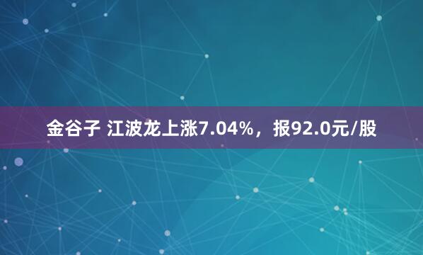 金谷子 江波龙上涨7.04%，报92.0元/股